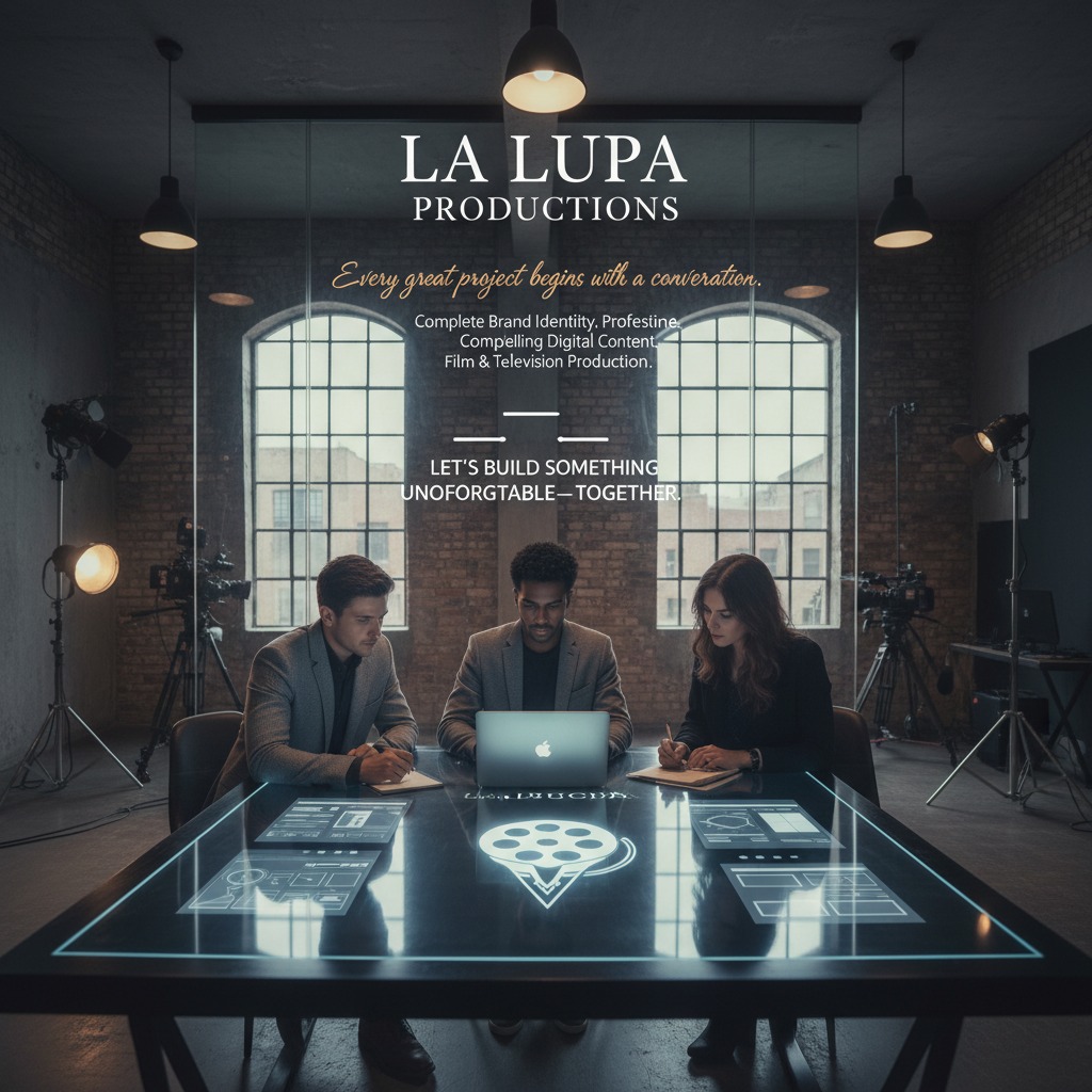 Whether you need a complete brand identity, a professional website, compelling digital content, or a full-scale film or television production, La Lupa Productions is ready to help bring your vision to life.

Every great project begins with a conversation.
Let's build something unforgettable—together.